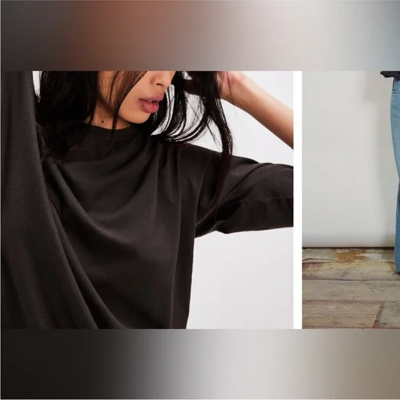 NWOT Free People We The Free Nina Long-Sleeve Tee - black - XS, Small - Picture 9 of 11